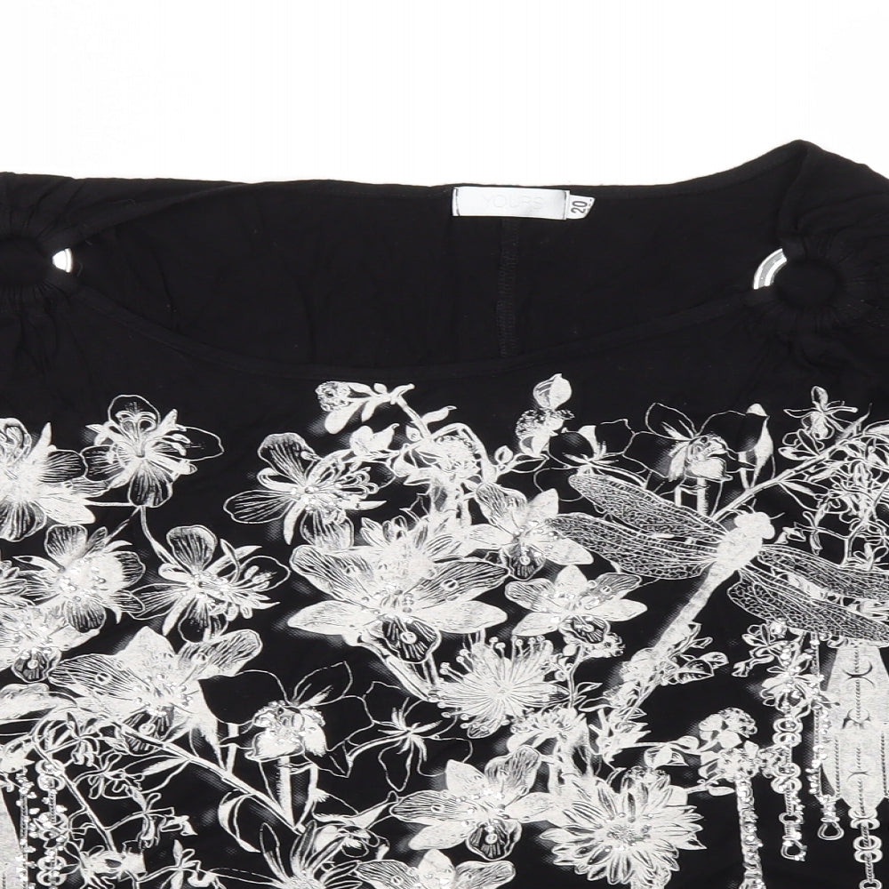 Yours Womens Black   Basic T-Shirt Size 20