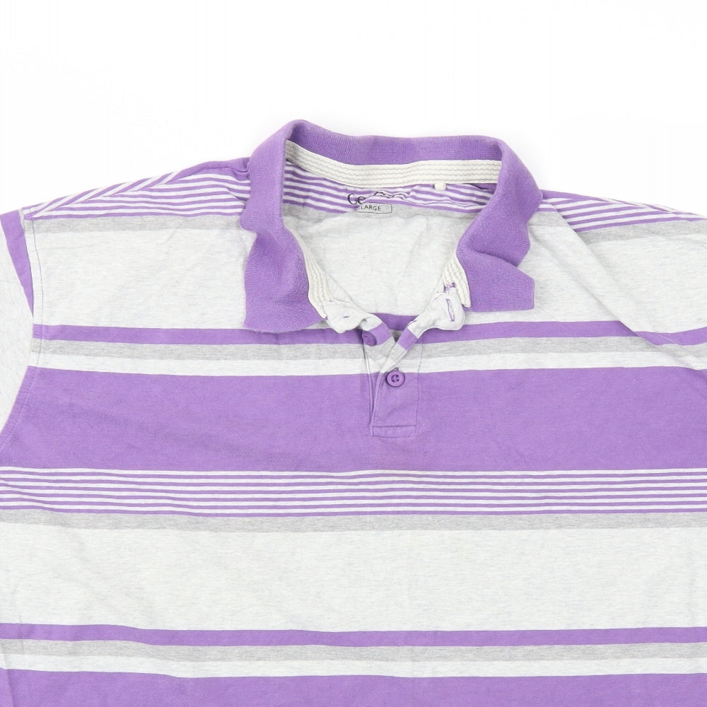 George Mens Purple Striped   Polo Size 2XL