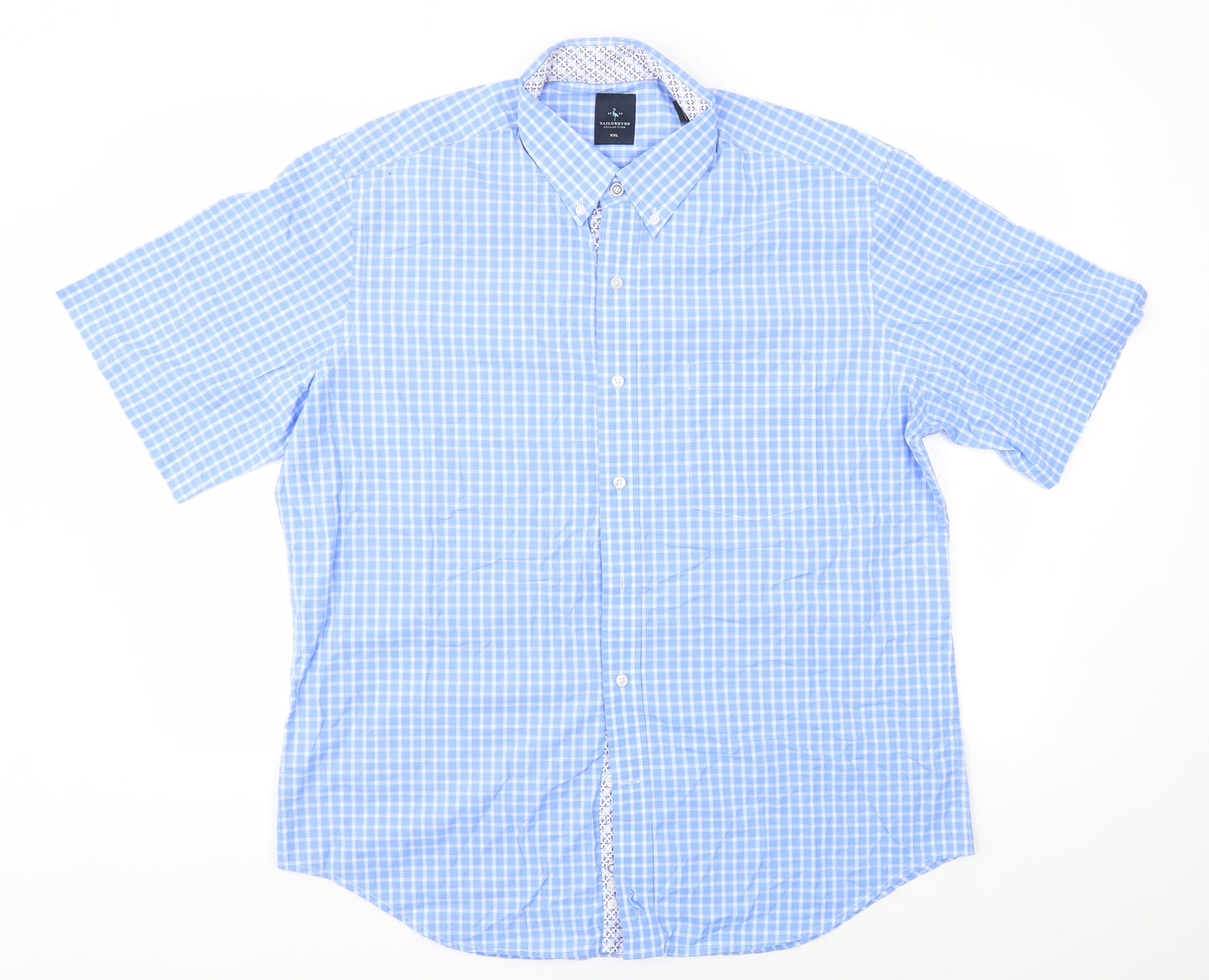 TAILORBYRD Mens Blue Check   T-Shirt Size 2XL