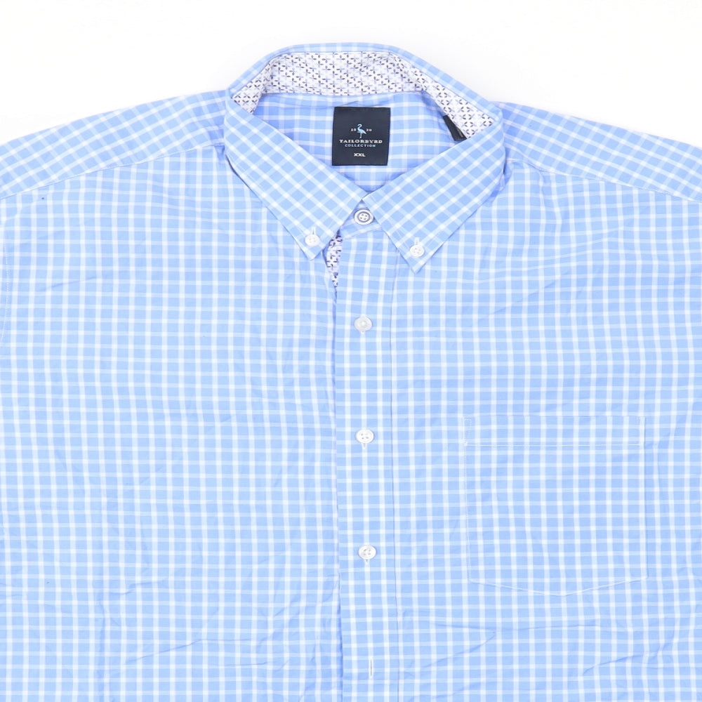 TAILORBYRD Mens Blue Check   T-Shirt Size 2XL