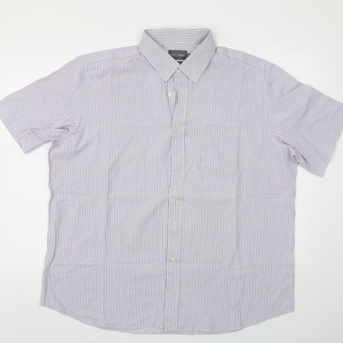 M&S Mens Purple Striped   T-Shirt Size 17.5