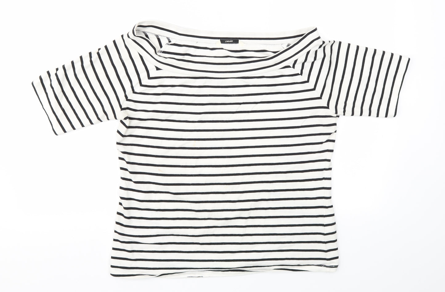 George Womens White Striped  Basic T-Shirt Size 14