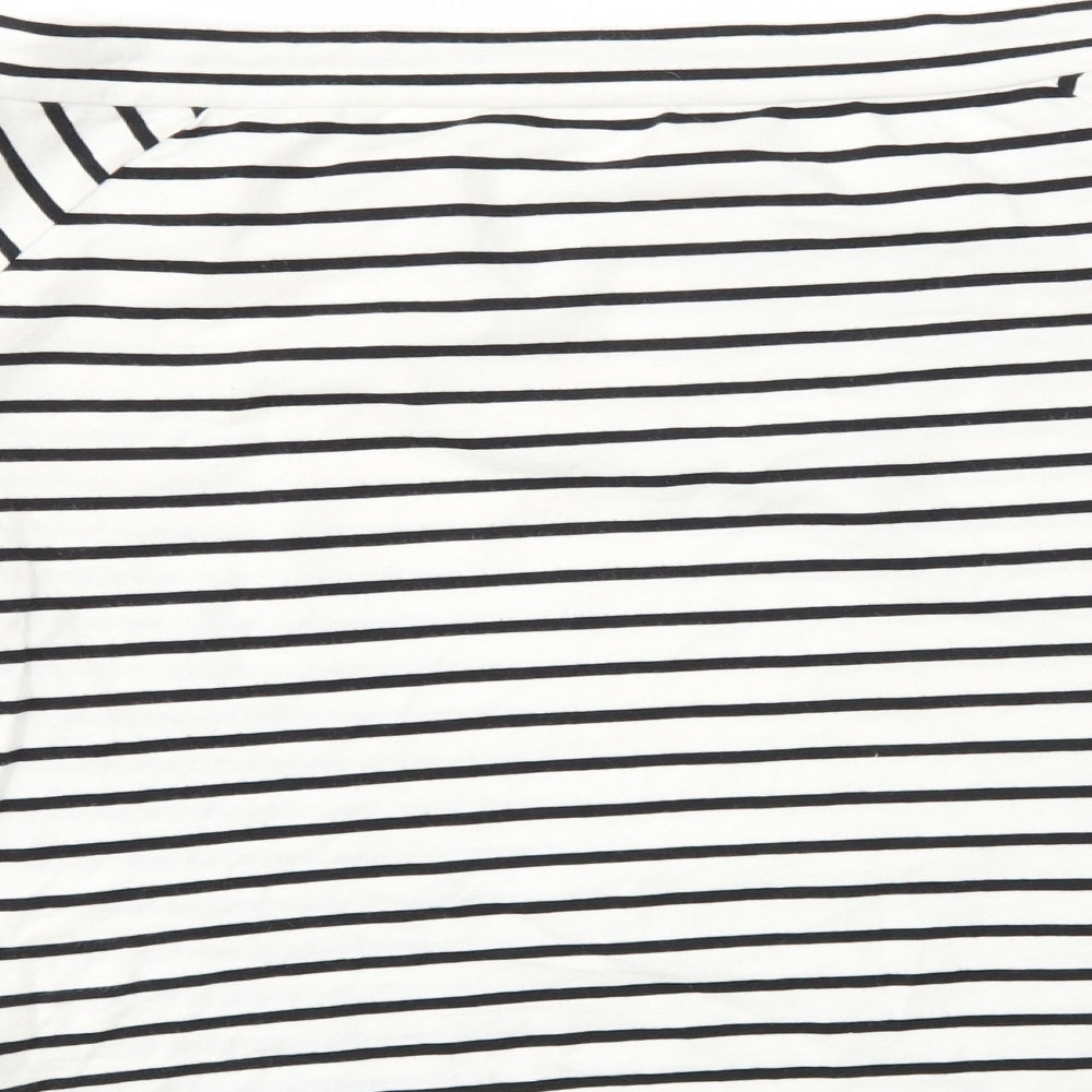 George Womens White Striped  Basic T-Shirt Size 14