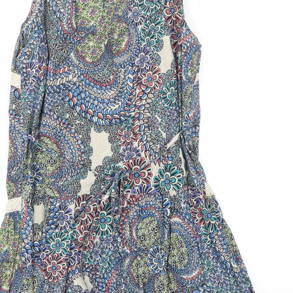 Dorothy Perkins Womens Blue Floral  Basic T-Shirt Size 8