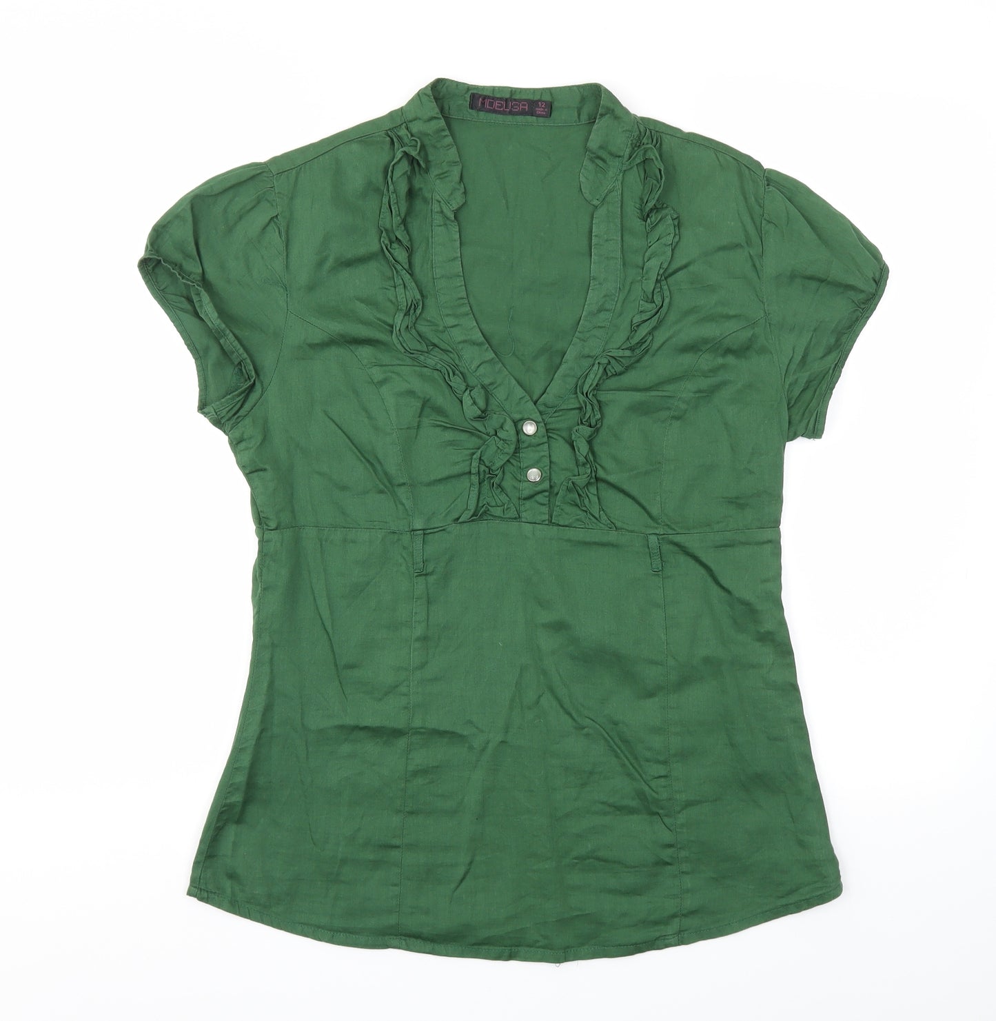 MOEUSA Womens Green   Basic T-Shirt Size 12