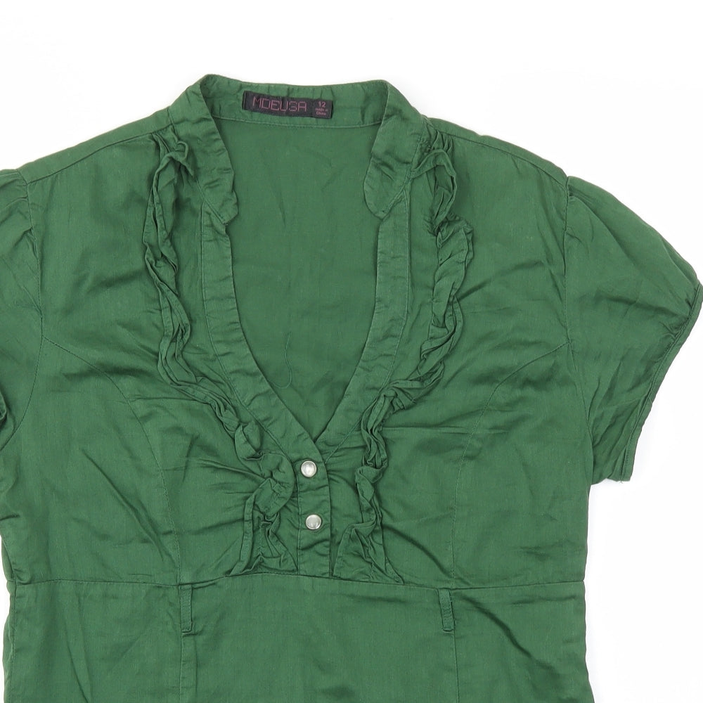 MOEUSA Womens Green   Basic T-Shirt Size 12
