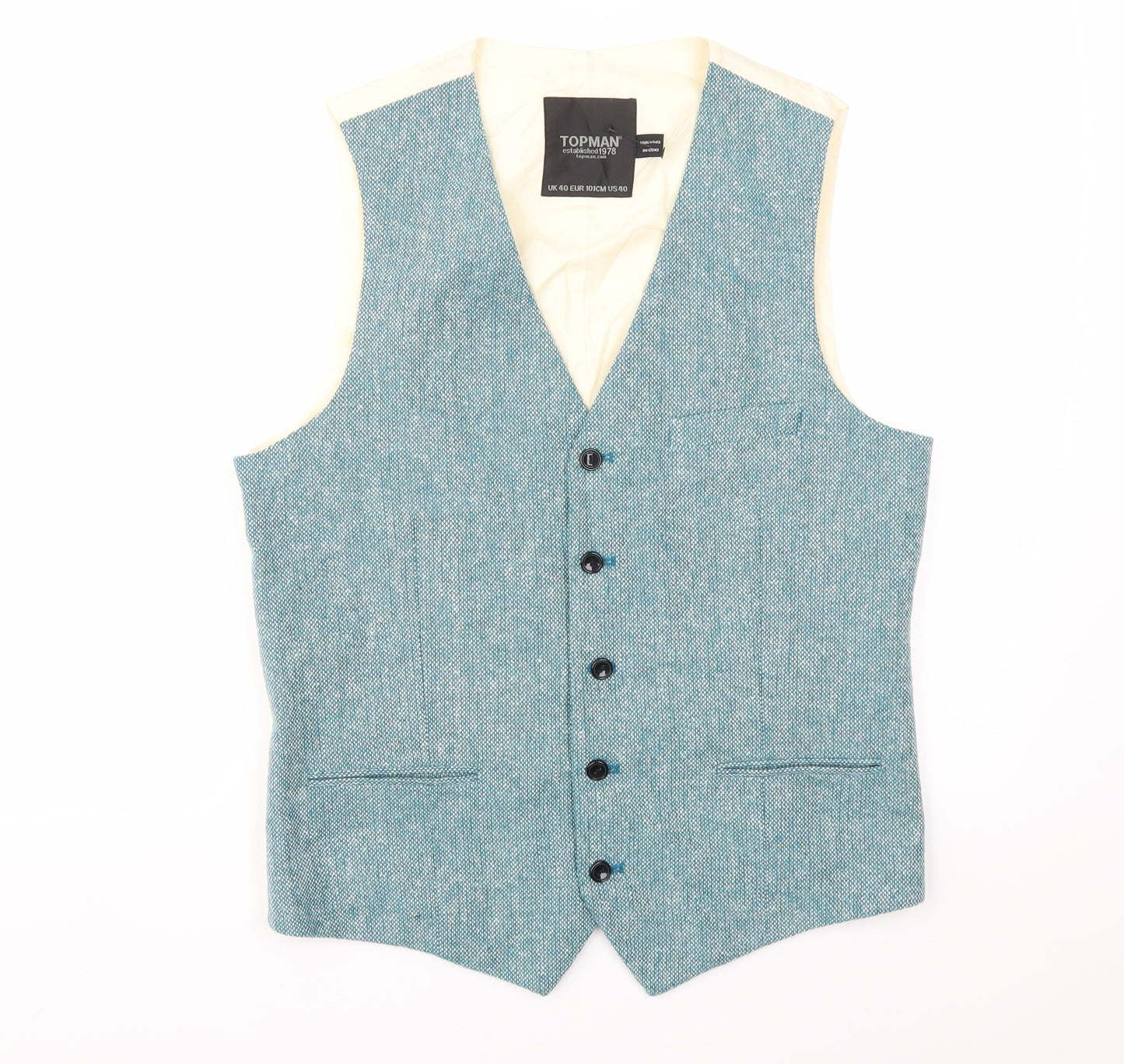 Topman Mens Blue   Jacket Suit Waistcoat Size 40