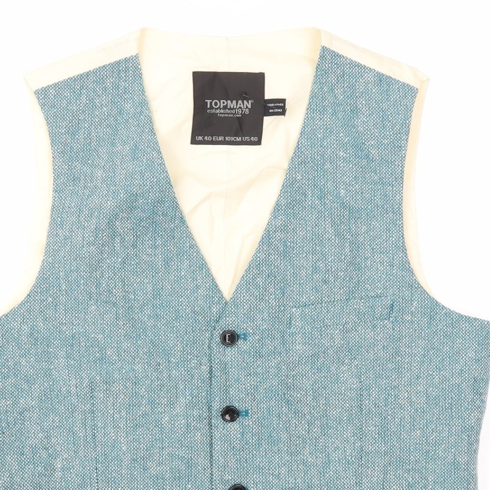 Topman Mens Blue   Jacket Suit Waistcoat Size 40