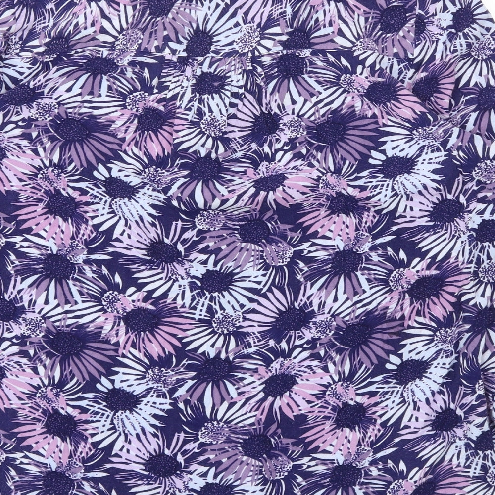 Maine Womens Purple Floral  Basic T-Shirt Size 14