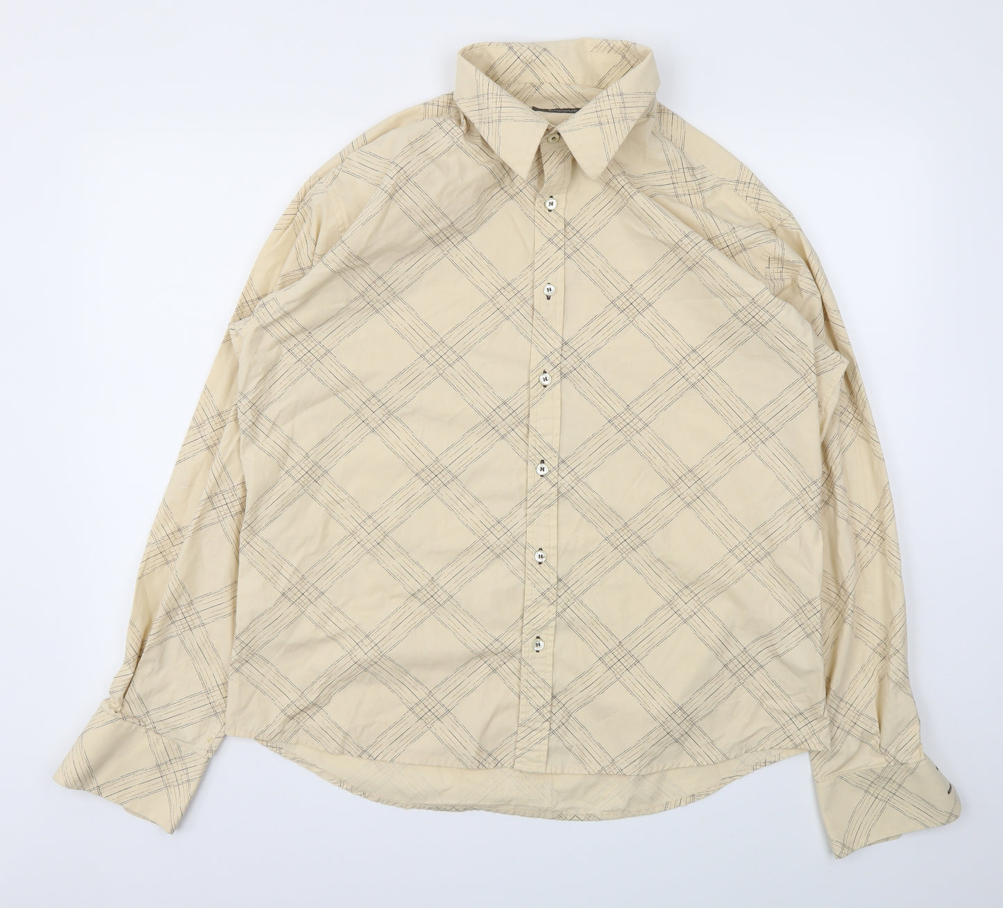 River Island Mens Beige Argyle/Diamond   Dress Shirt Size XL