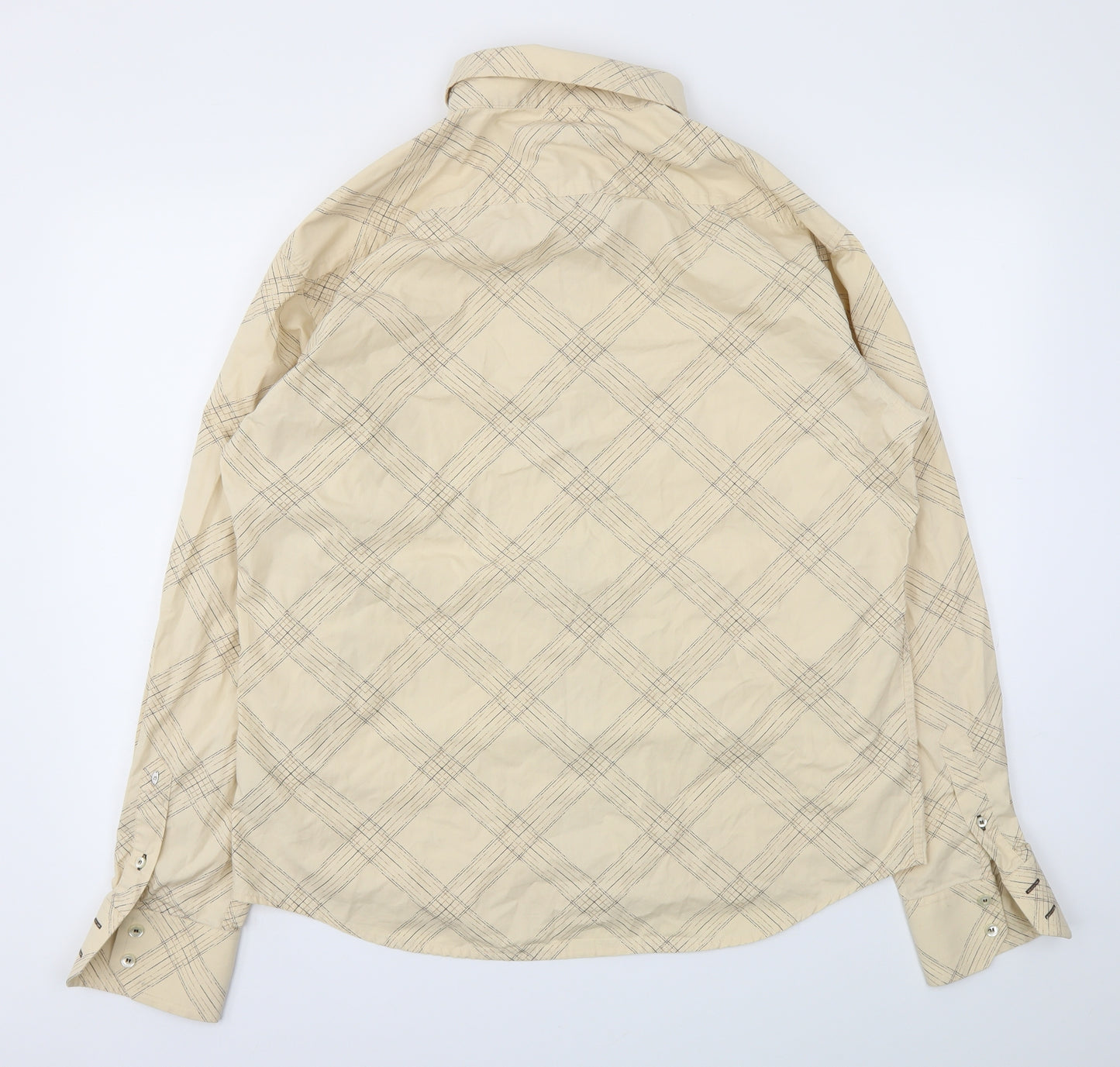 River Island Mens Beige Argyle/Diamond   Dress Shirt Size XL