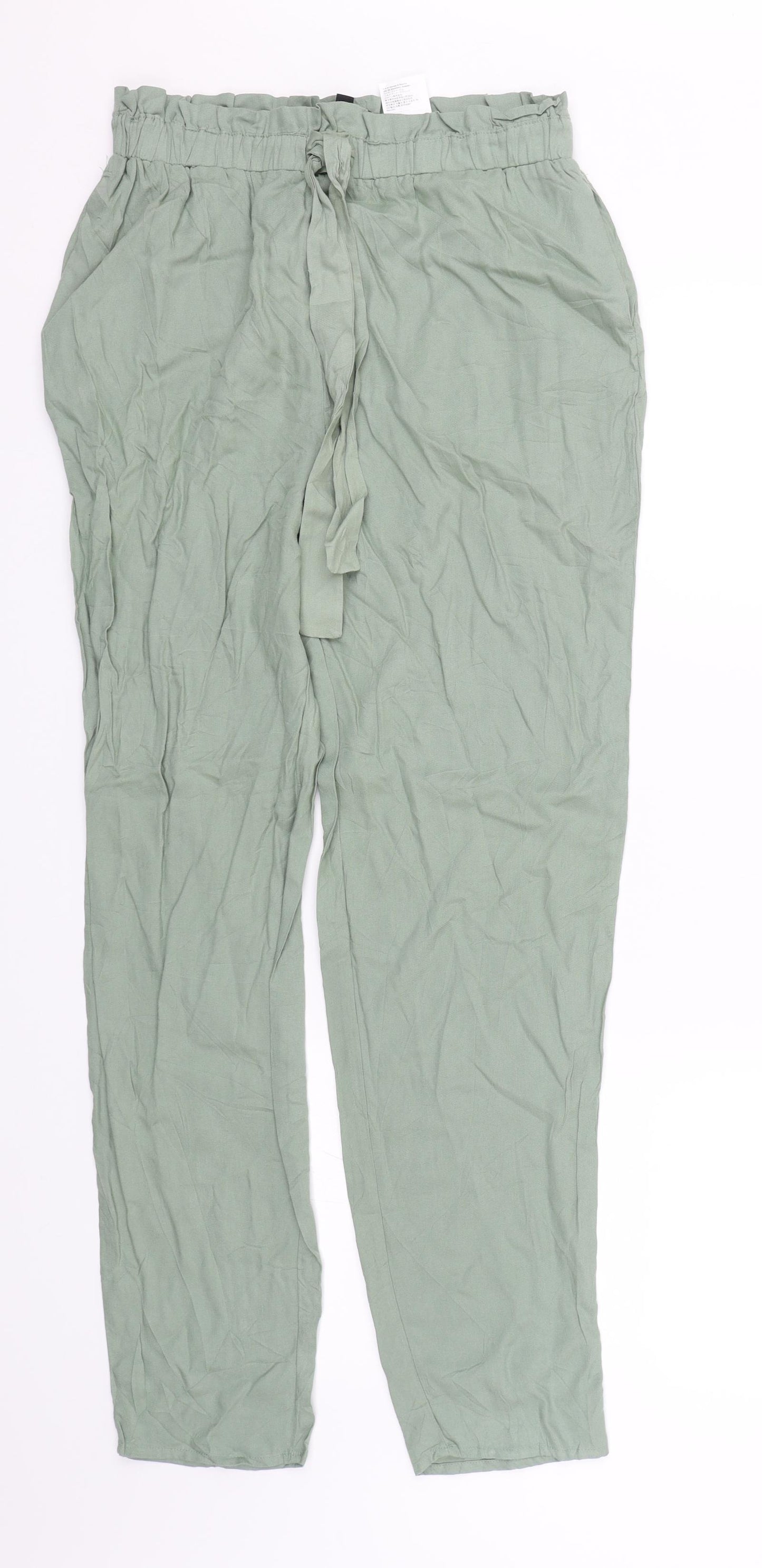 H&M Womens Green   Carrot Trousers Size 6 L27.5 in