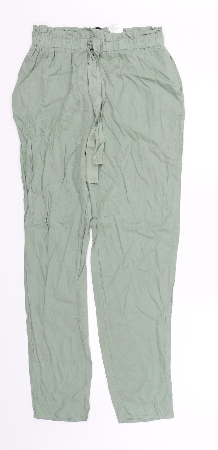 H&M Womens Green   Carrot Trousers Size 6 L27.5 in