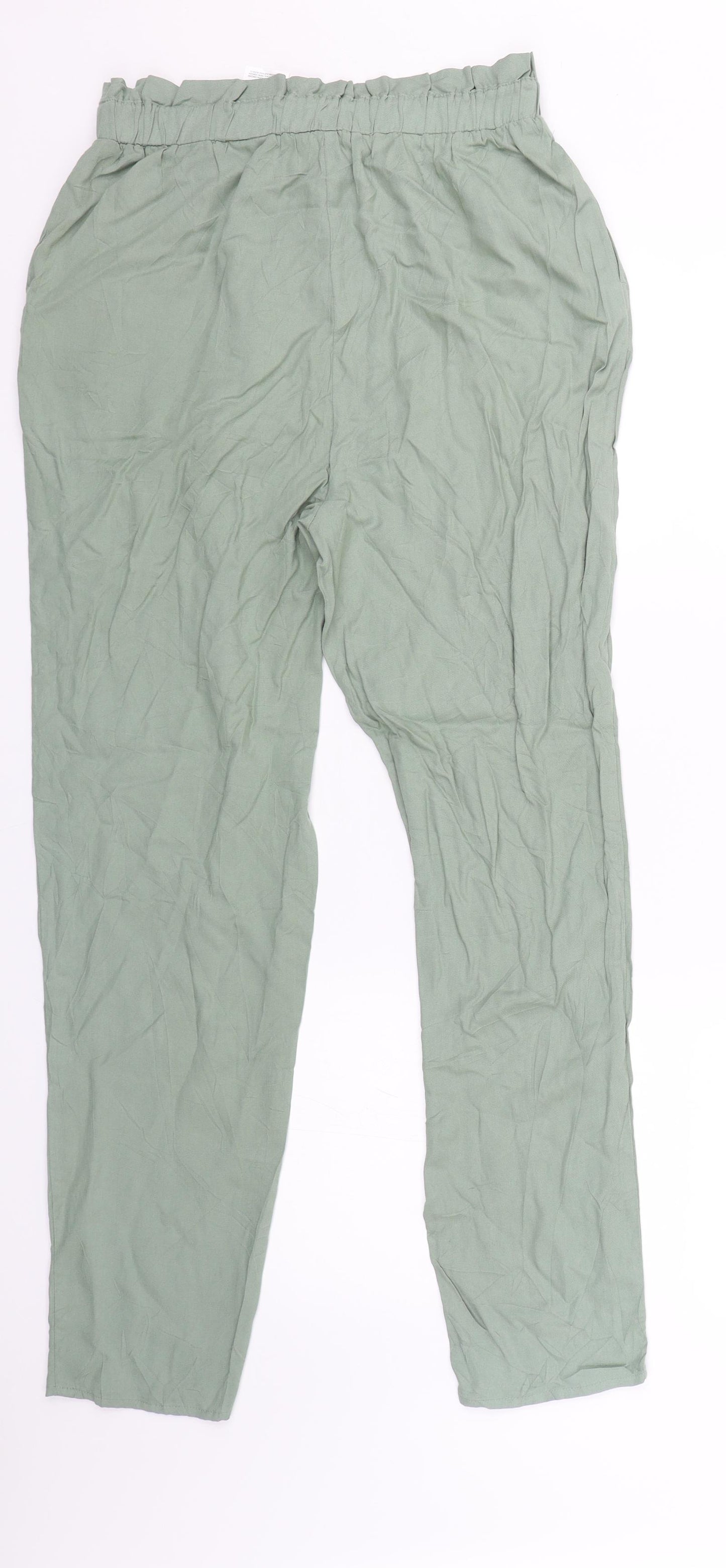 H&M Womens Green   Carrot Trousers Size 6 L27.5 in