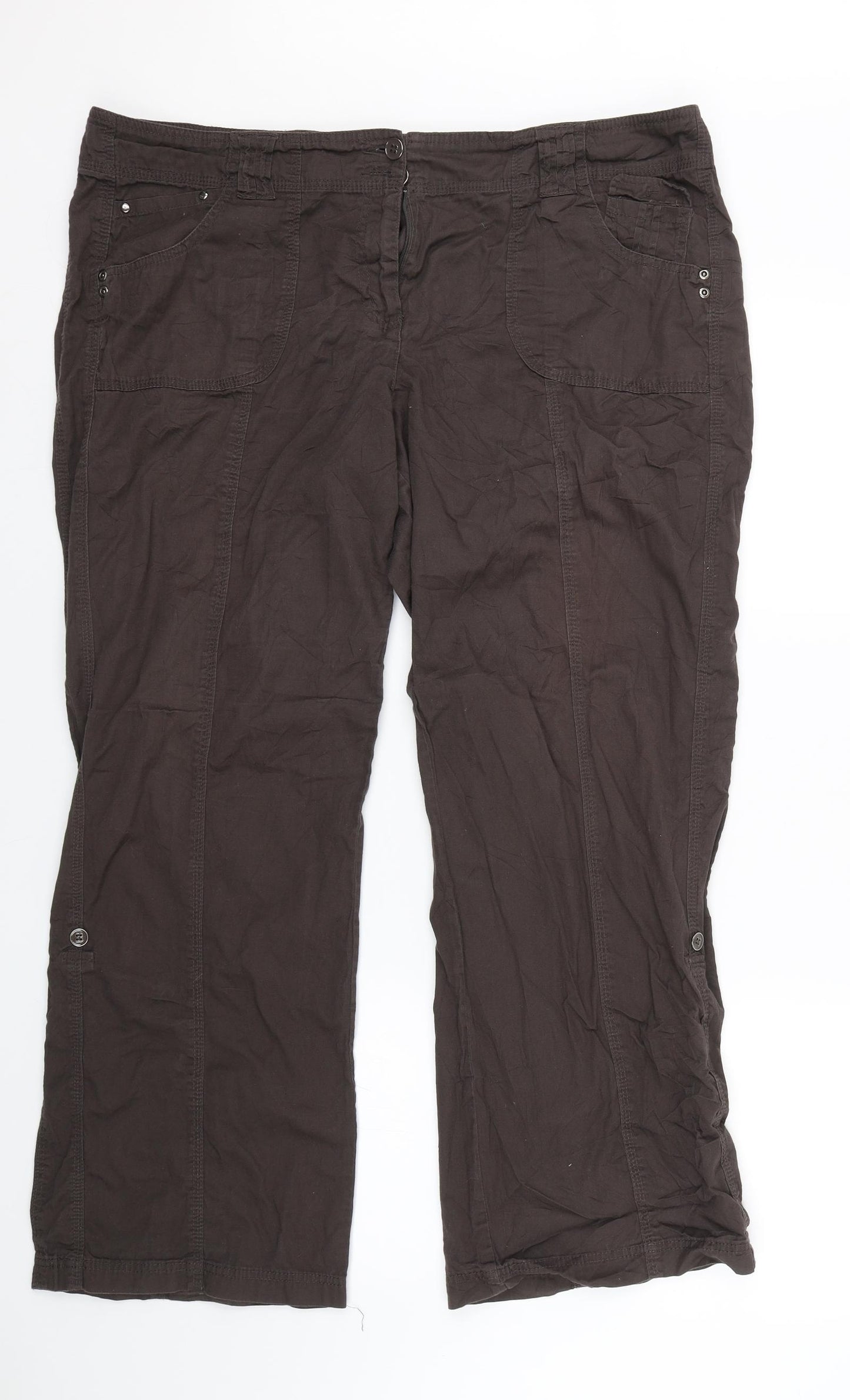 BHS Womens Brown   Capri Trousers Size 20 L28.5 in