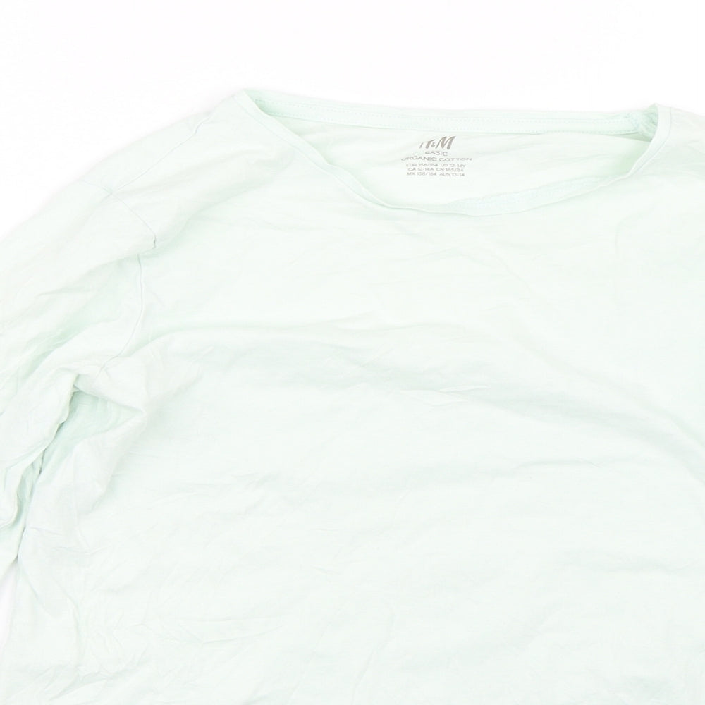 H&M Girls Green   Basic T-Shirt Size 12-13 Years
