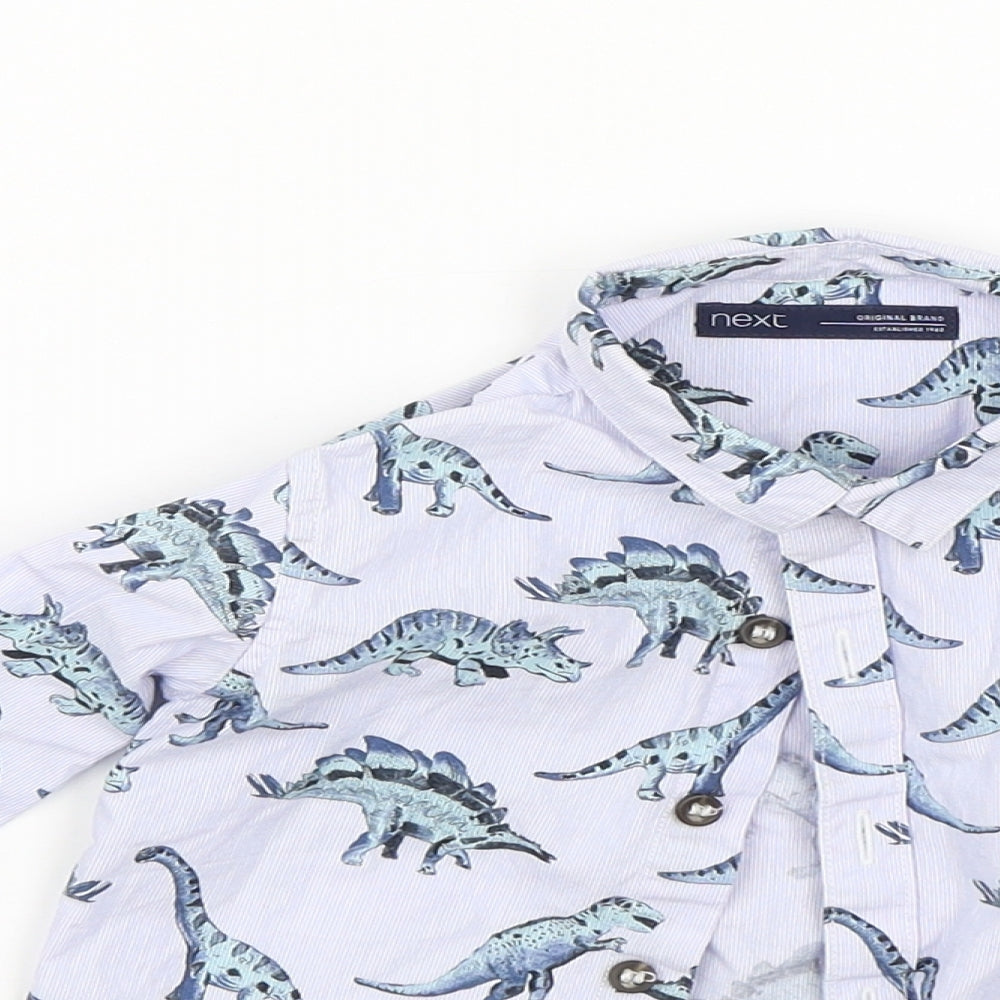 NEXT Boys Blue Animal Print  Basic Button-Up Size 9-12 Months  - Dinosaurs