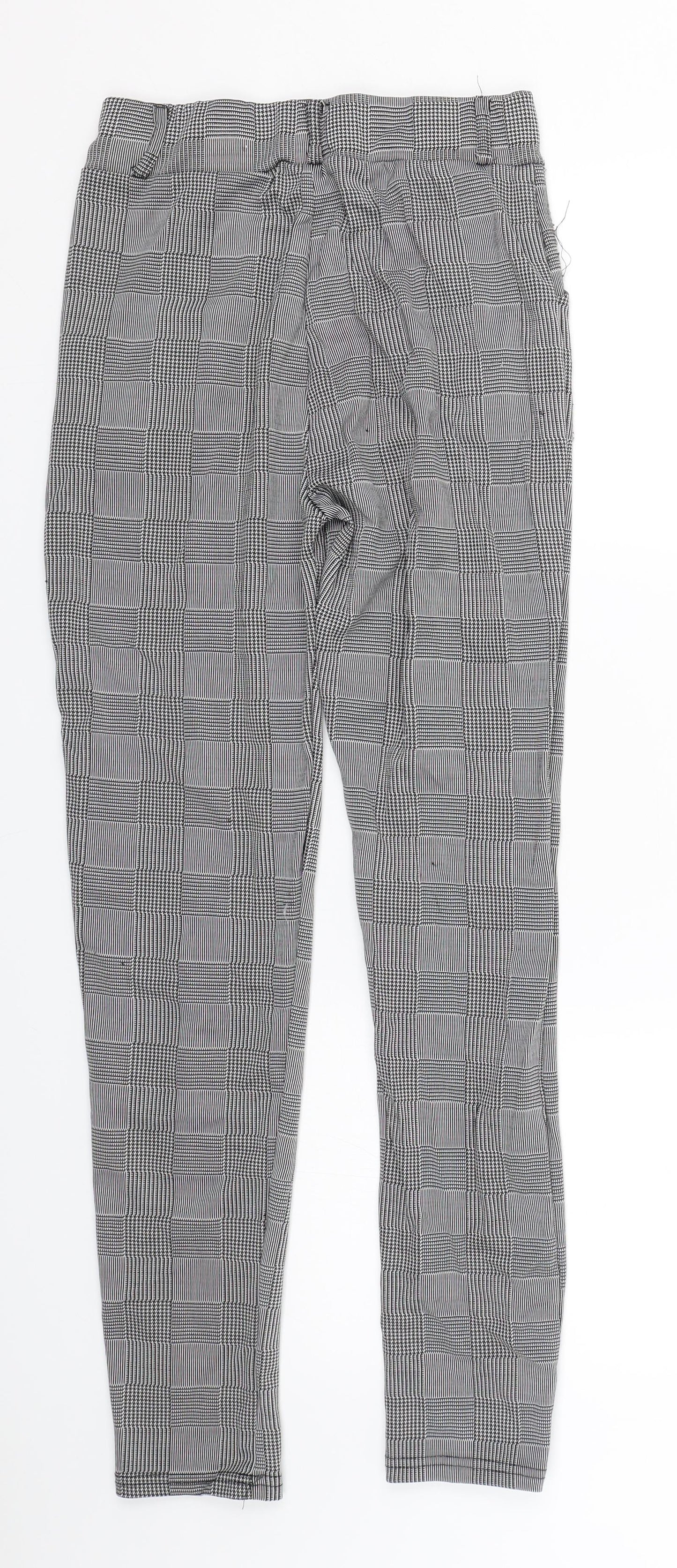 Preworn Girls Black Check  Jegging Trousers Size 14-15 Years