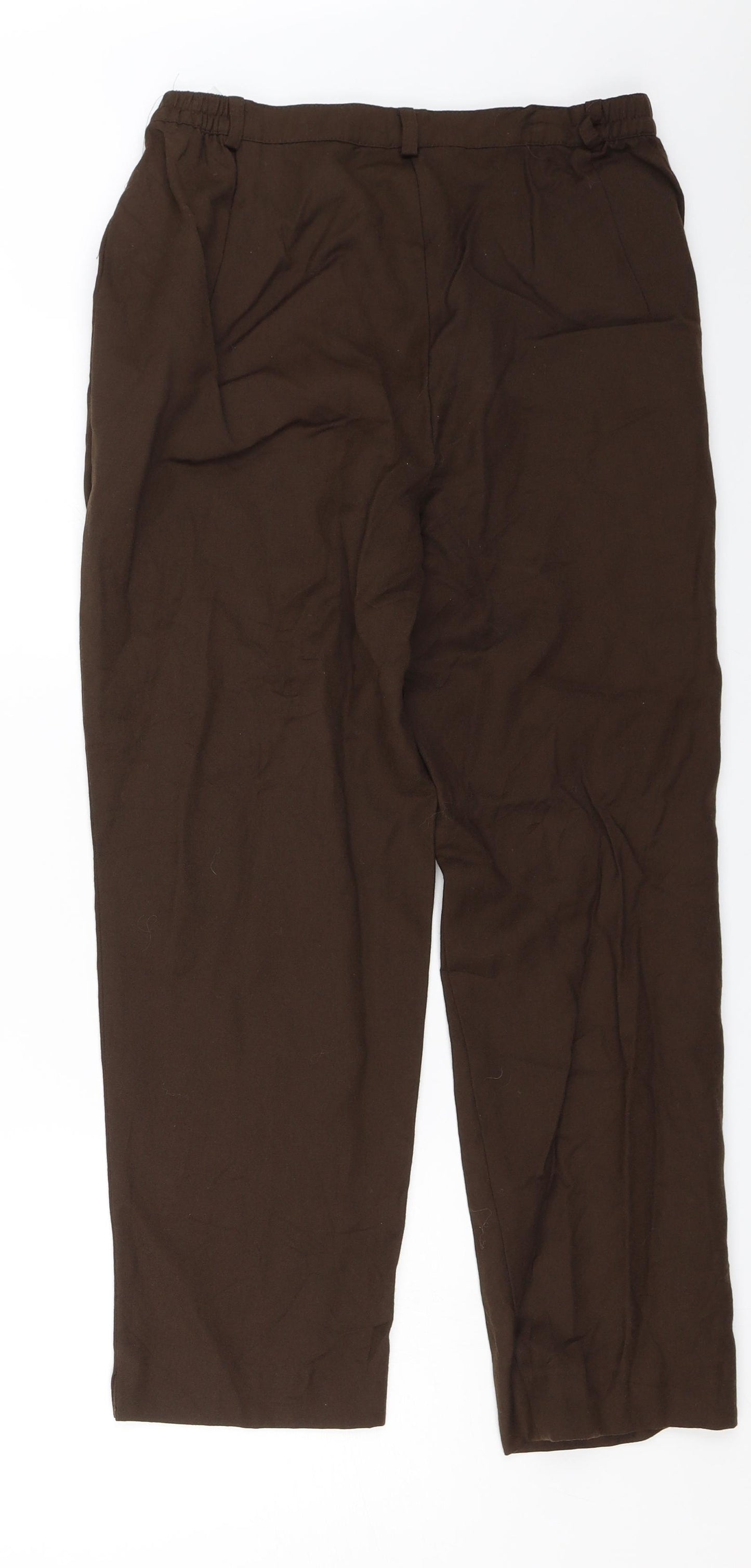 M&S Womens Brown   Cropped Trousers Size 14 L25 in