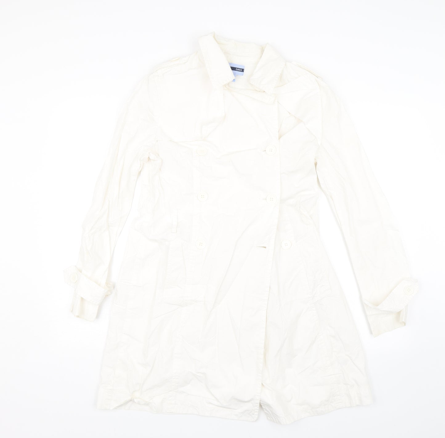 Oasis Womens White   Trench Coat Coat Size 10