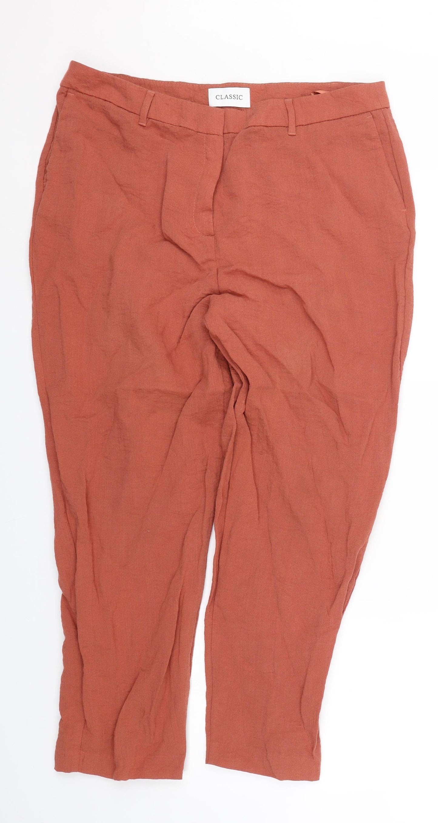 M&S Womens Orange   Capri Trousers Size 16 L23.5 in