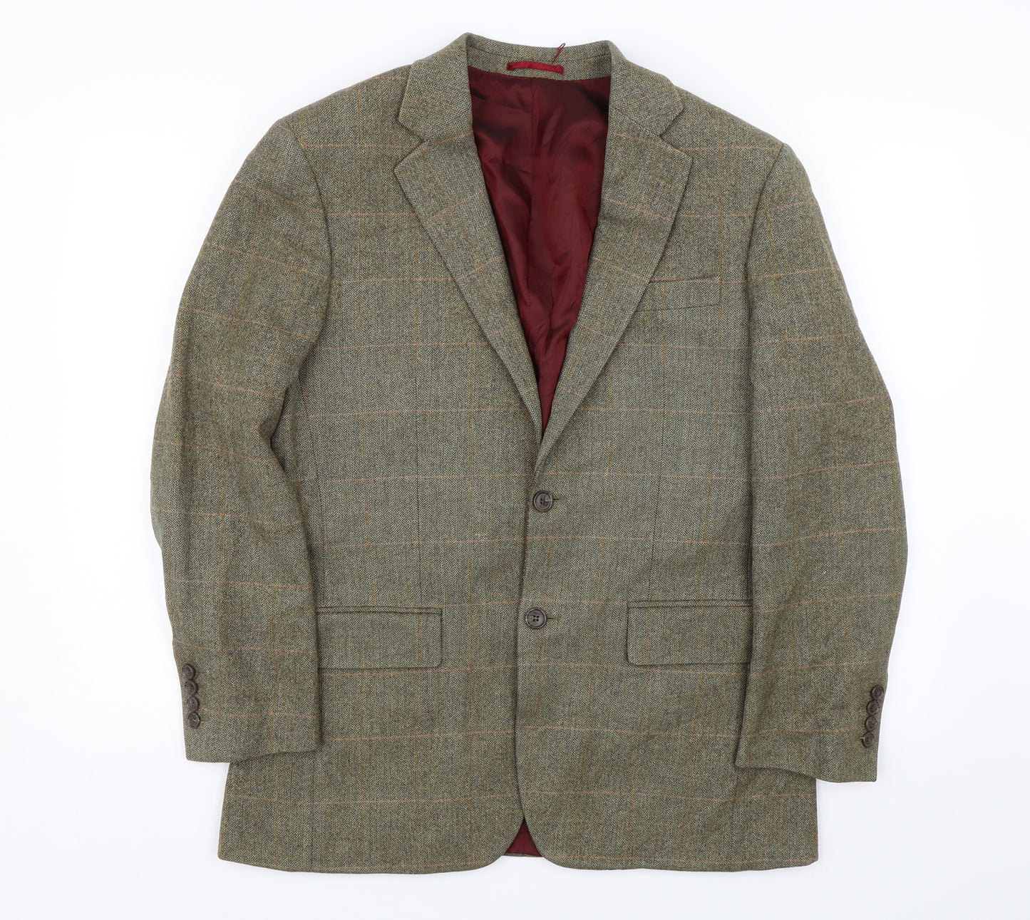 John Lewis Mens Green Herringbone  Jacket Suit Jacket Size 38