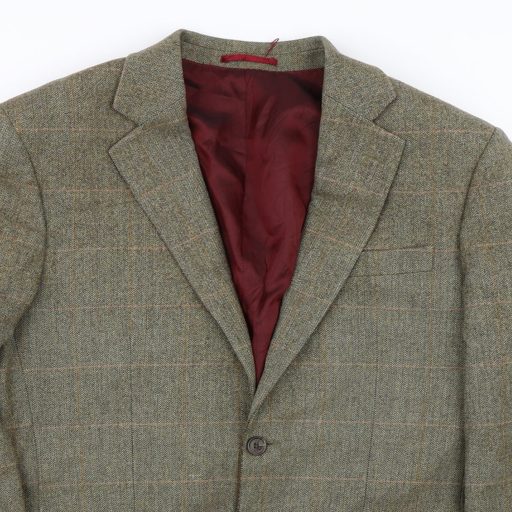 John Lewis Mens Green Herringbone  Jacket Suit Jacket Size 38