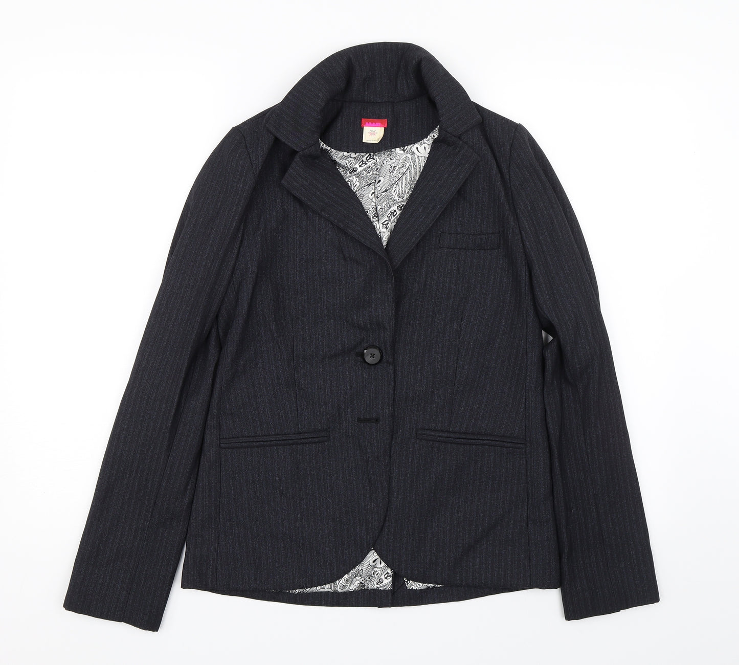 Lux Womens Black Striped  Jacket Suit Jacket Size XS