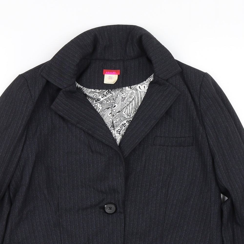 Lux Womens Black Striped  Jacket Suit Jacket Size XS