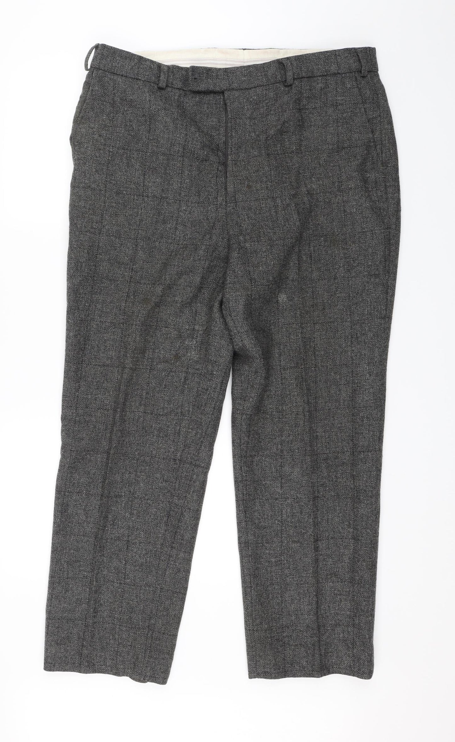 Bookster Mens Grey Check Tweed Trousers  Size 38 L28 in