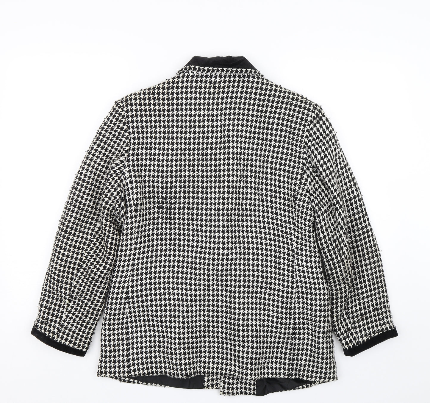 Preworn Womens Black Houndstooth  Jacket Suit Jacket Size 14