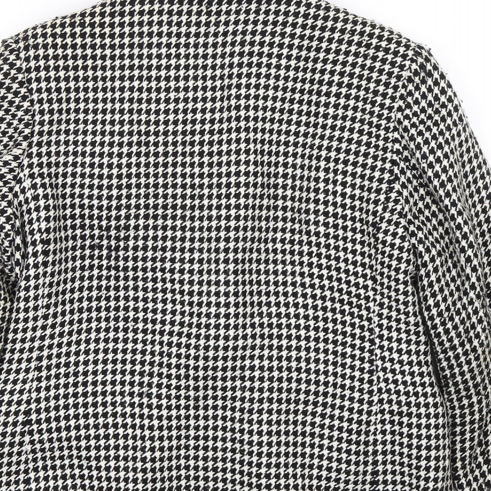 Preworn Womens Black Houndstooth  Jacket Suit Jacket Size 14
