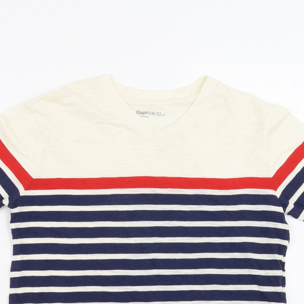 GapKids Boys Blue Striped  Basic T-Shirt Size 8-9 Years