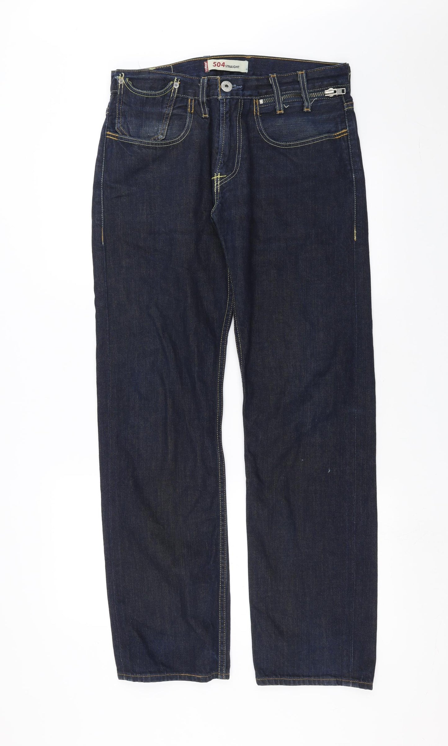 LEVIS Mens Blue  Denim Straight Jeans Size 34 in L31 in - 504