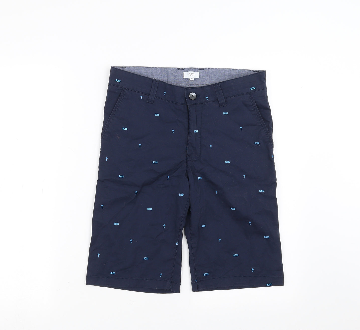 Boss Boys Blue   Chino Shorts Size 14 Years - Embroidered detail