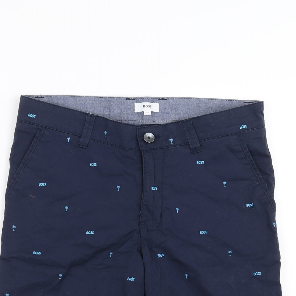 Boss Boys Blue   Chino Shorts Size 14 Years - Embroidered detail