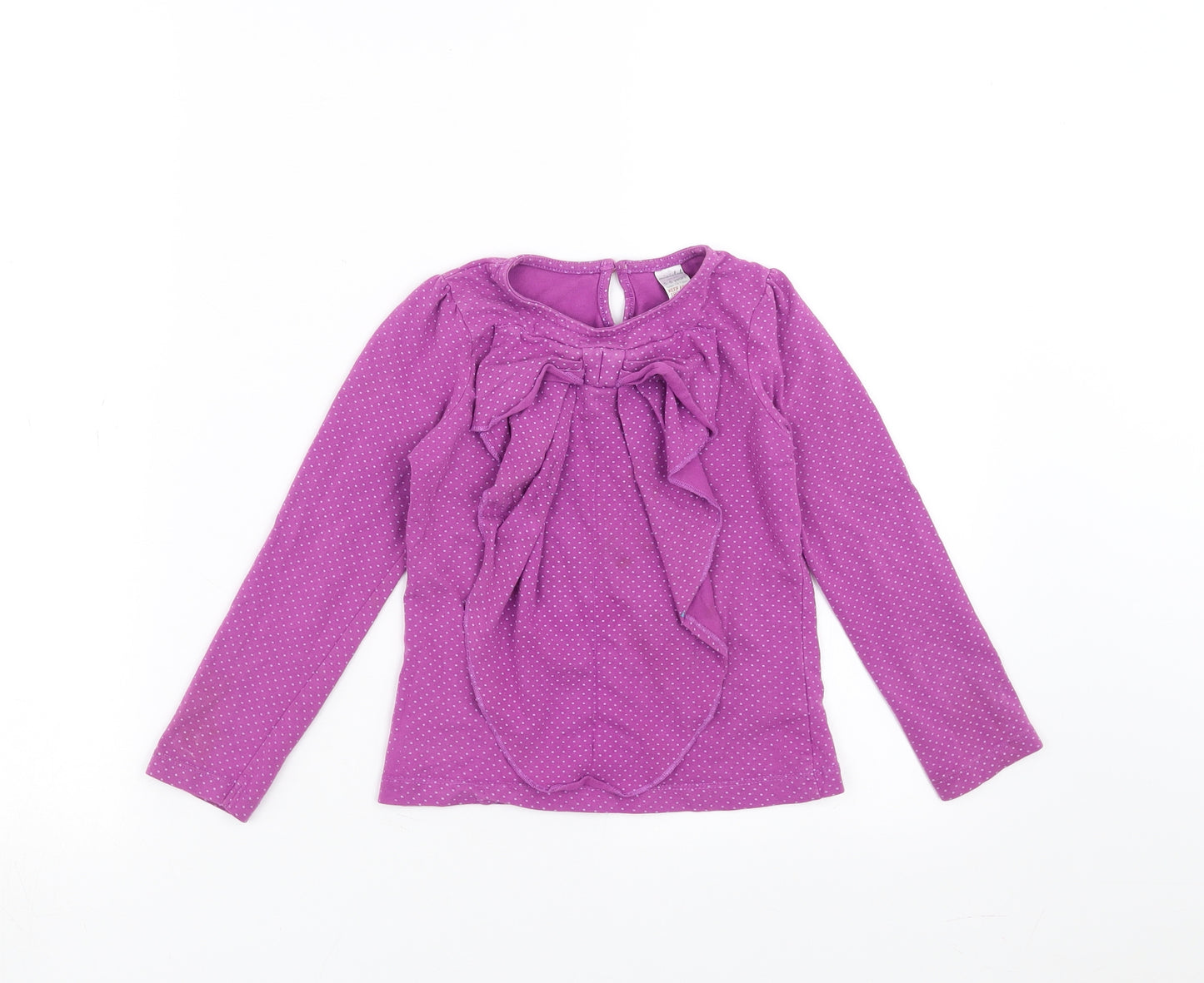 Mini Club Girls Purple Polka Dot  Basic T-Shirt Size 5-6 Years  - bow detail