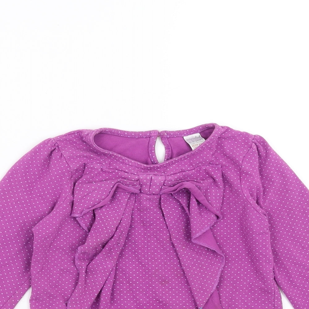 Mini Club Girls Purple Polka Dot  Basic T-Shirt Size 5-6 Years  - bow detail