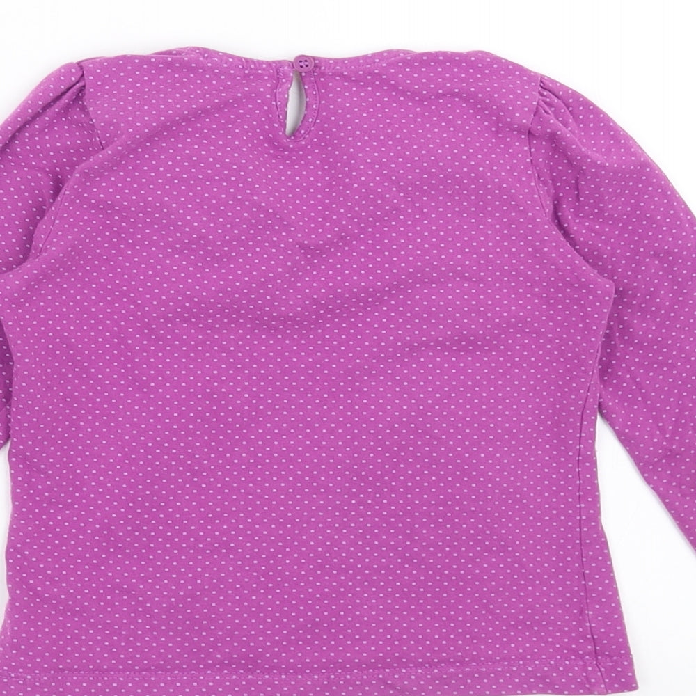Mini Club Girls Purple Polka Dot  Basic T-Shirt Size 5-6 Years  - bow detail
