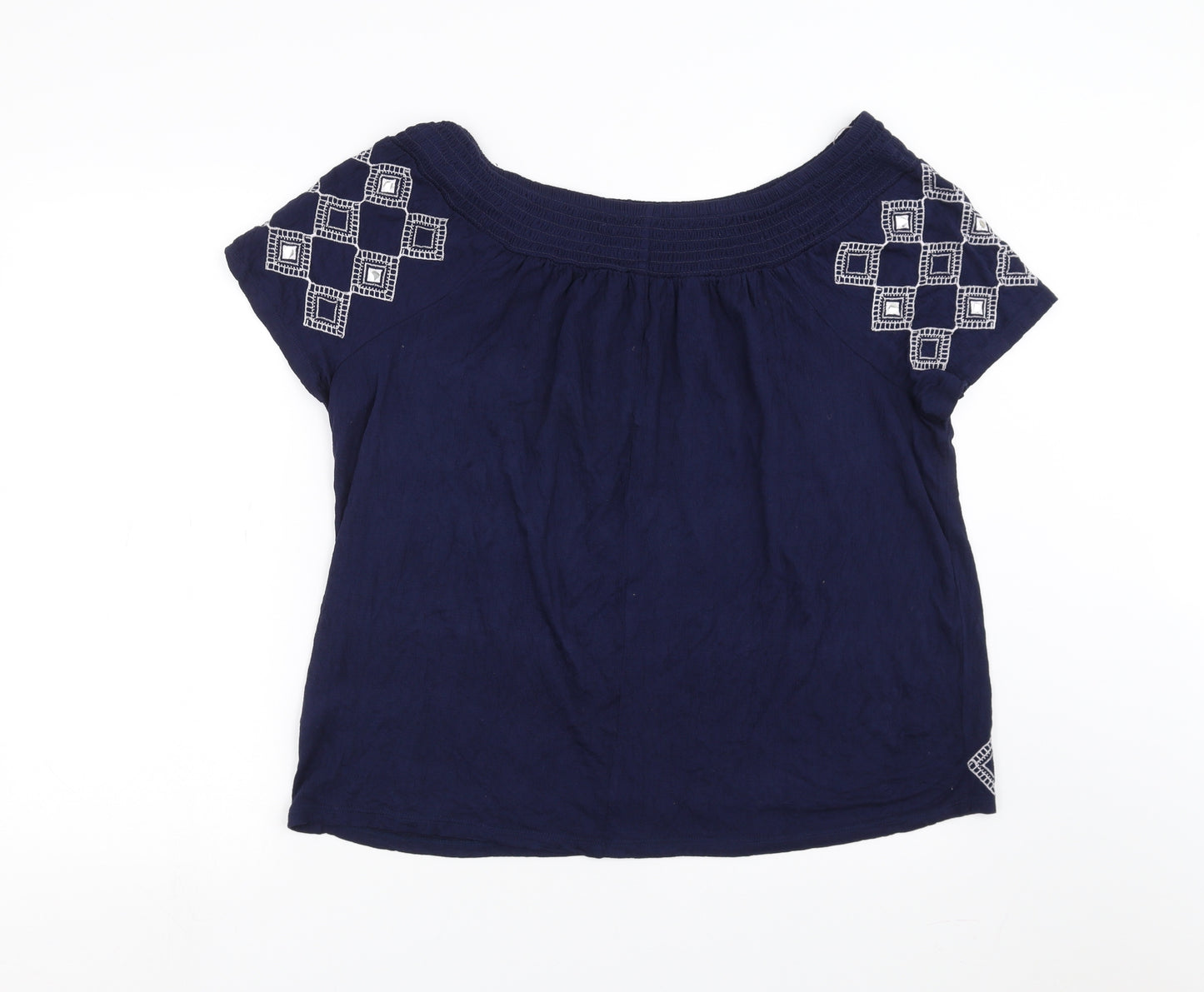 George Womens Blue Geometric  Basic Blouse Size 14