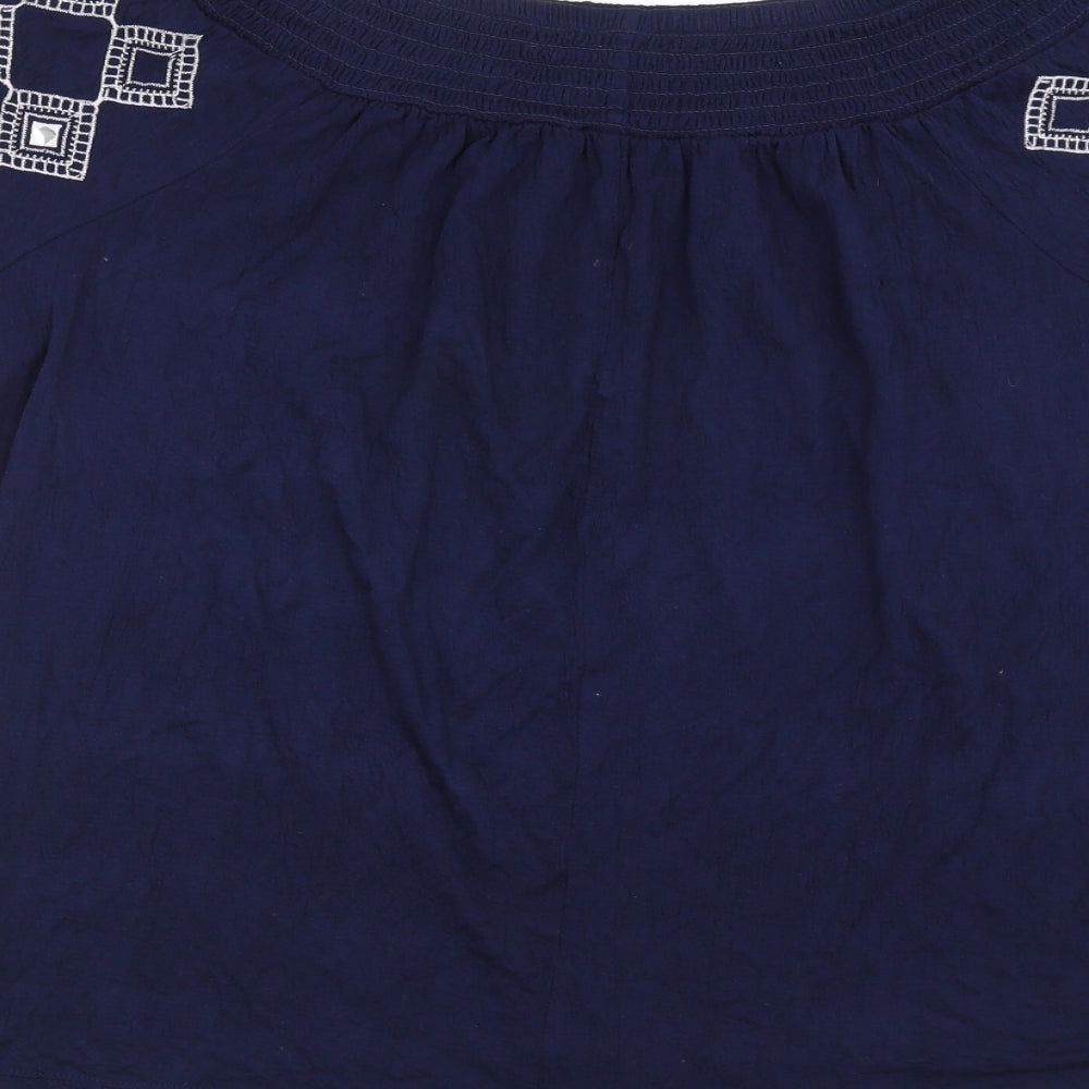 George Womens Blue Geometric  Basic Blouse Size 14