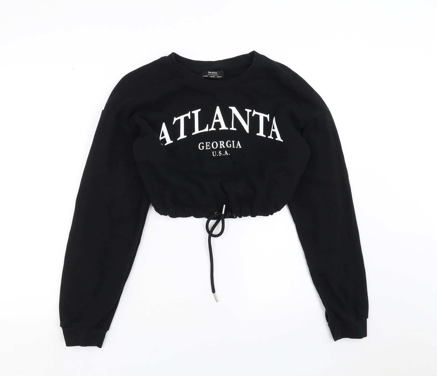 Bershka Womens Black   Pullover Sweatshirt Size M  - cropped