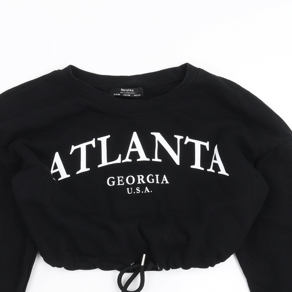 Bershka Womens Black   Pullover Sweatshirt Size M  - cropped