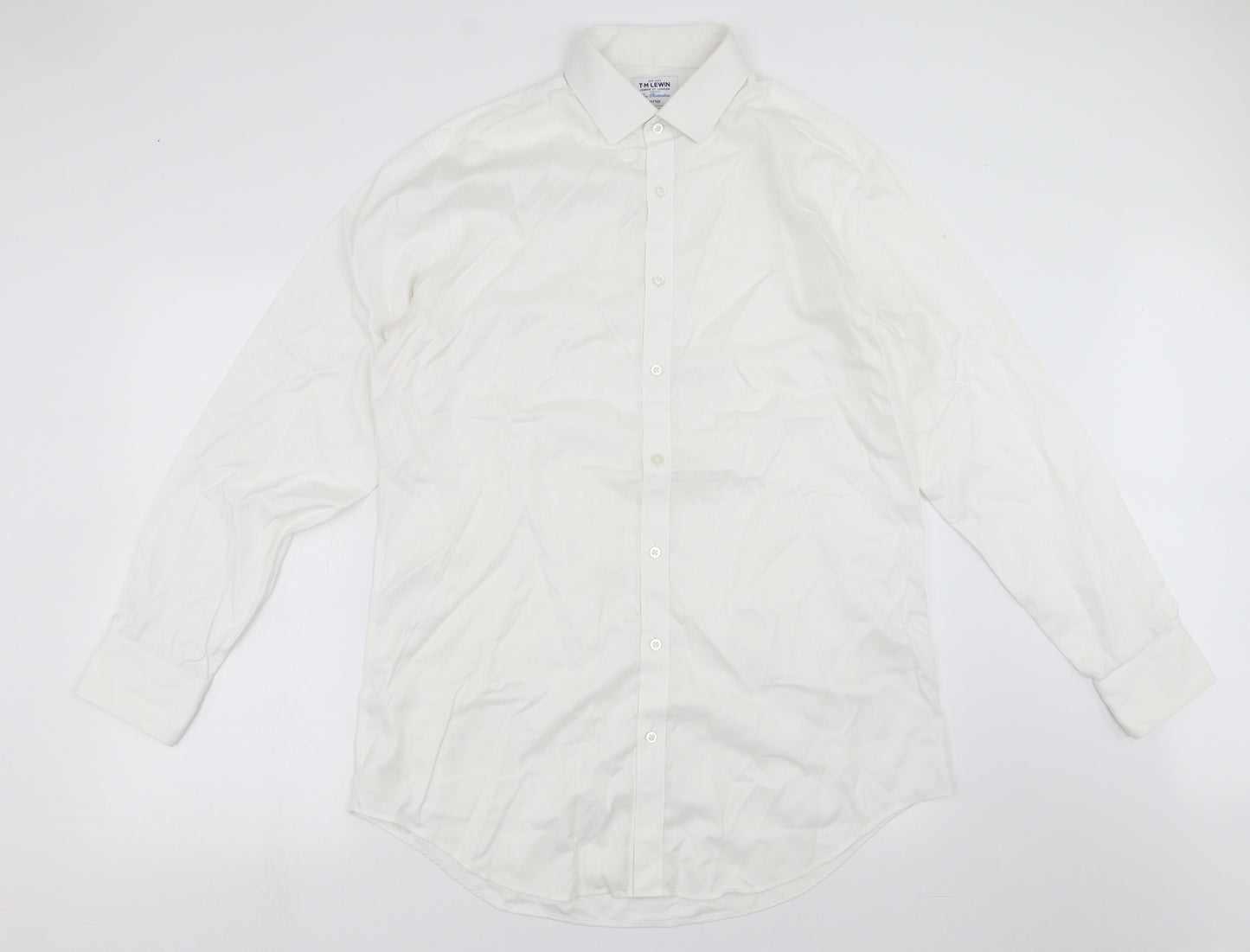 TM Lewin Mens White    Dress Shirt Size 17  - Fitted