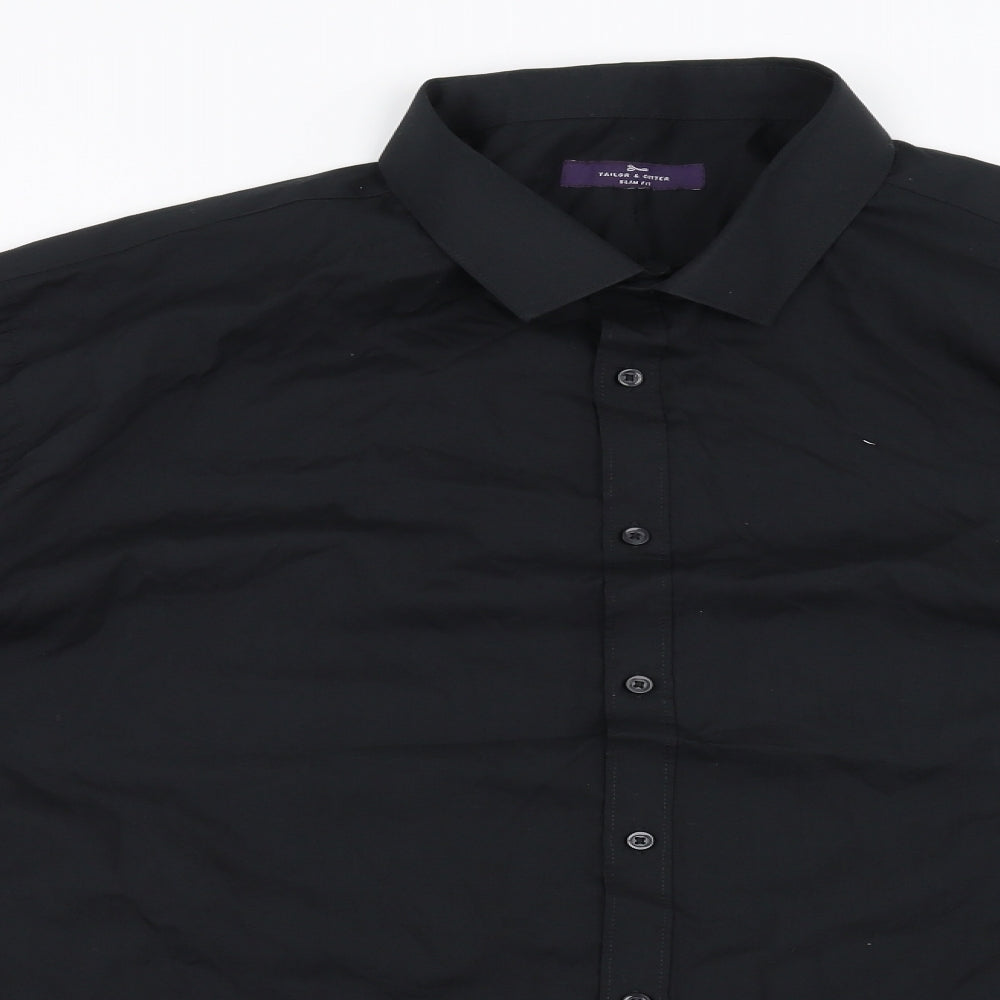 Taylor & Cutter Mens Black    Dress Shirt Size 19
