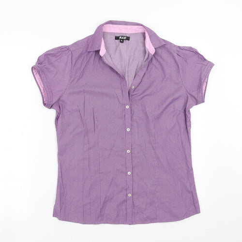 DJ&C Womens Purple Striped  Basic Blouse Size XL