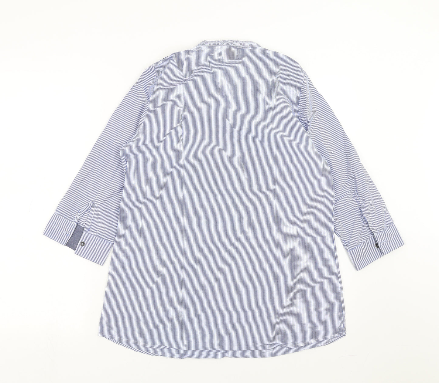 Bare Denim Womens Blue Striped  Basic Blouse Size L  - Embroidered detail