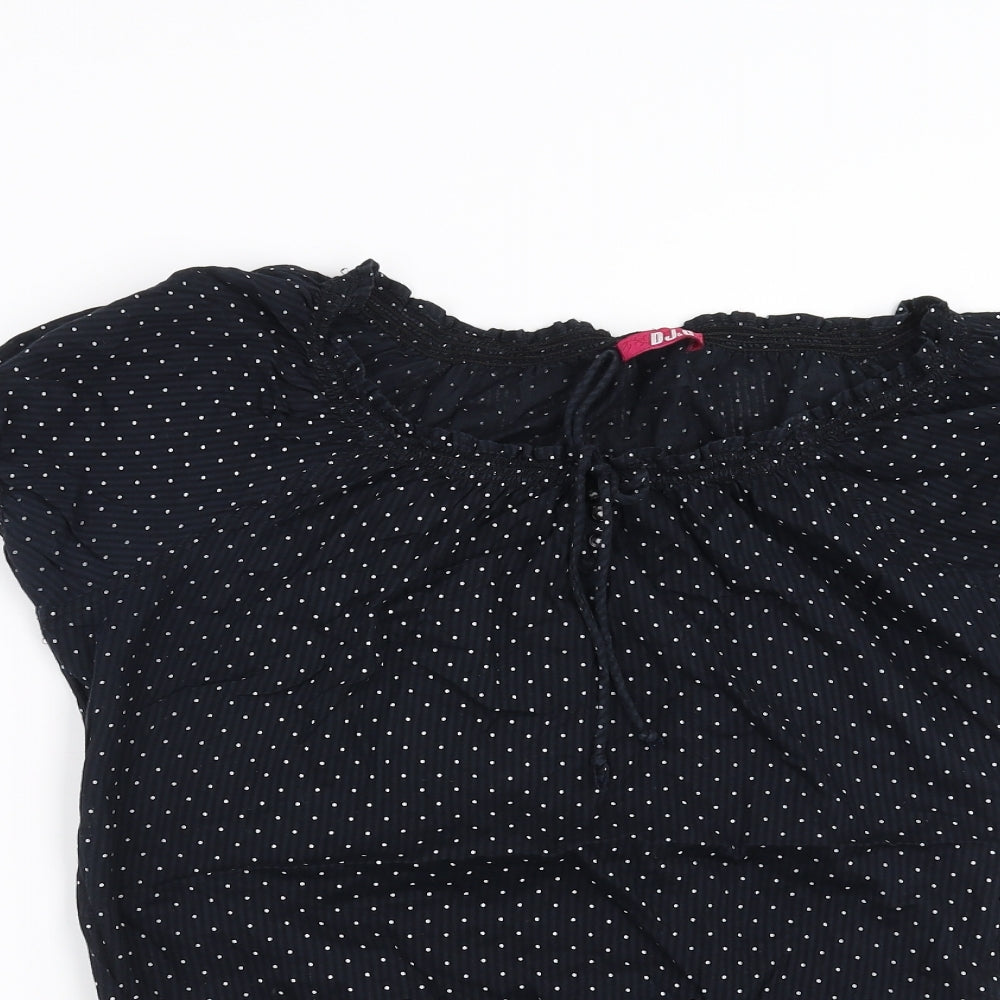 DJ&C Womens Blue Polka Dot  Basic Blouse Size 2XL
