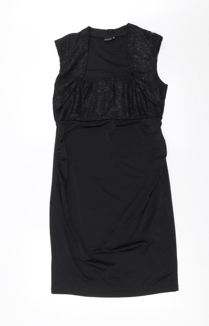 Body Flirt Womens Black Floral Pencil Dress Size 12 - Lace Detail