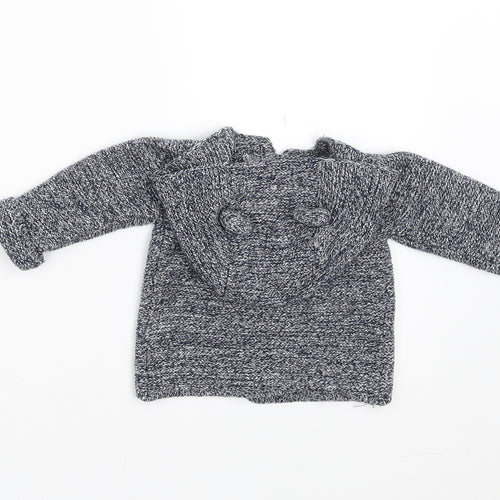 Primark Baby Blue  Knit Cardigan Jumper Size 0-3 Months  - Ears on hood